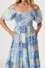 Butterfly Midi Dress In Blue Patchwork Floral sold by St Frock