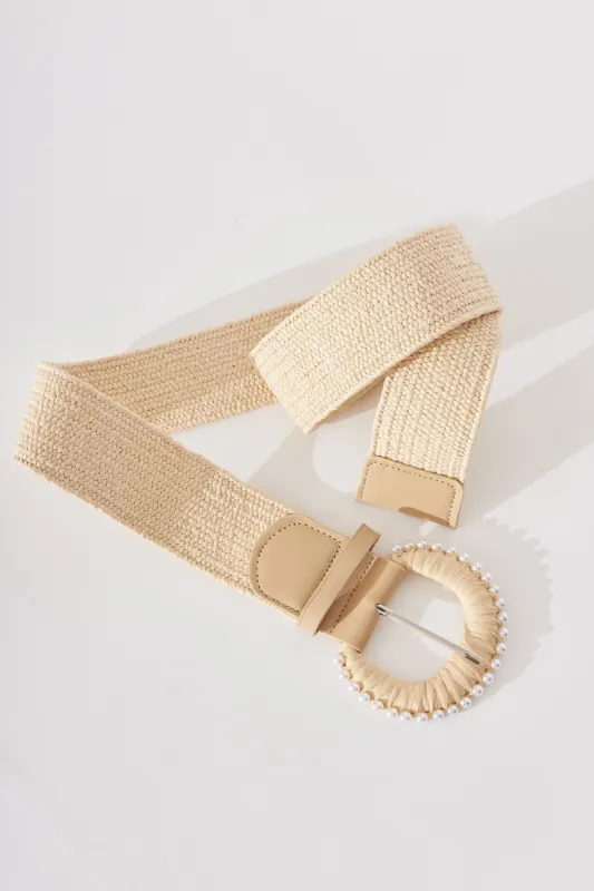 August + Delilah Mesty Belt In Beige With Pearl sold by St Frock