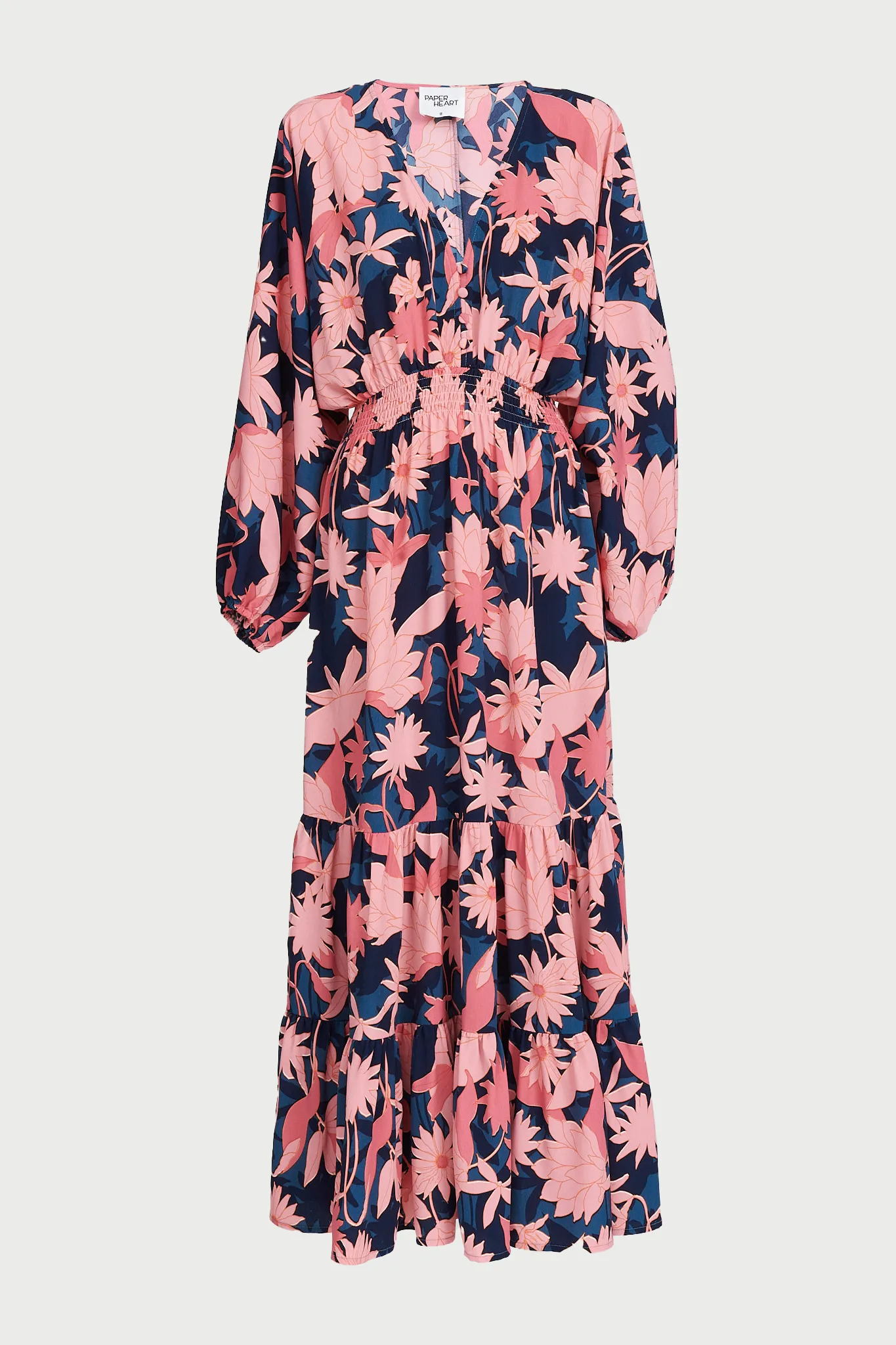 Lavinia Midi Dress In Teal With Blush Floral Satin sold by St Frock product image thumbnail 2