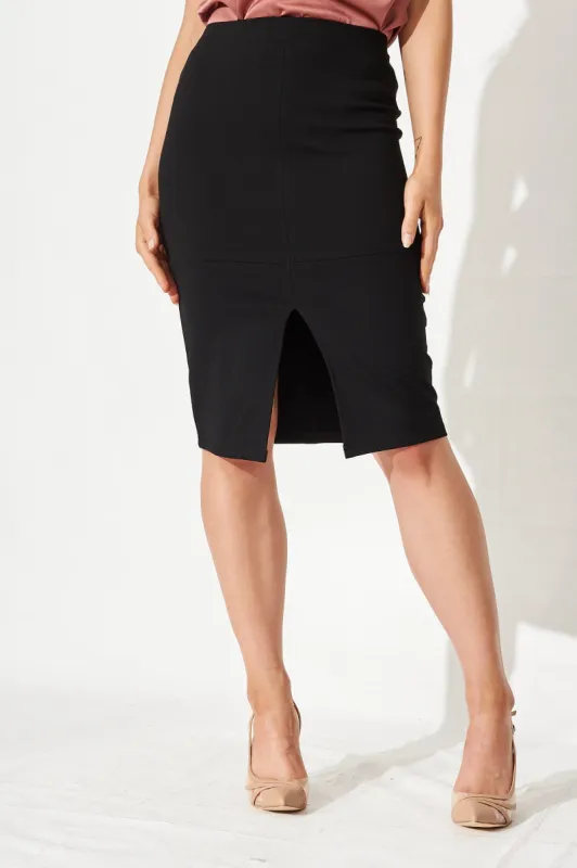 Workflow Stretch Pencil Skirt In Black sold by St Frock