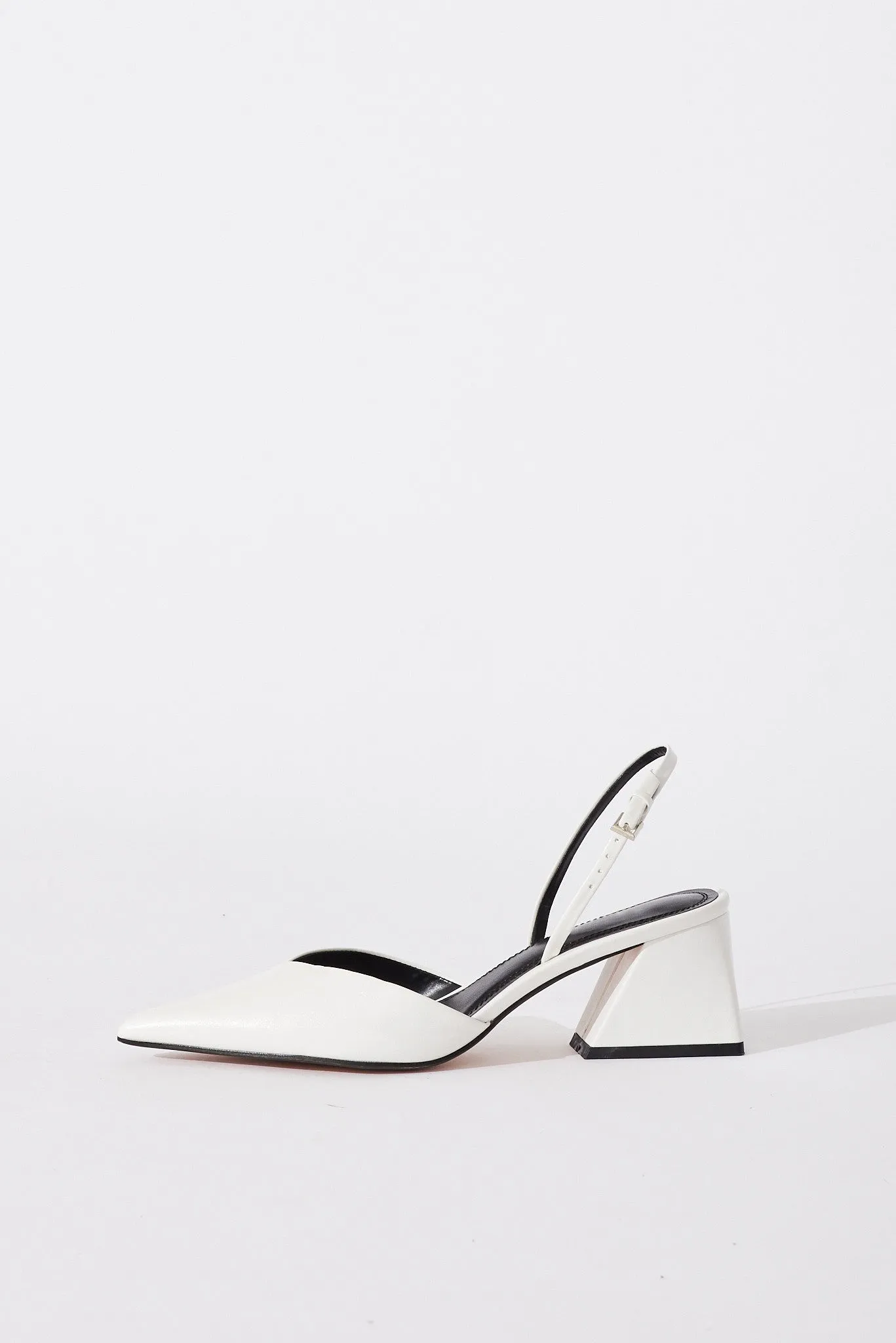 Gavi Closed Toe Slingback Block Heels In White sold by St Frock product image thumbnail 2