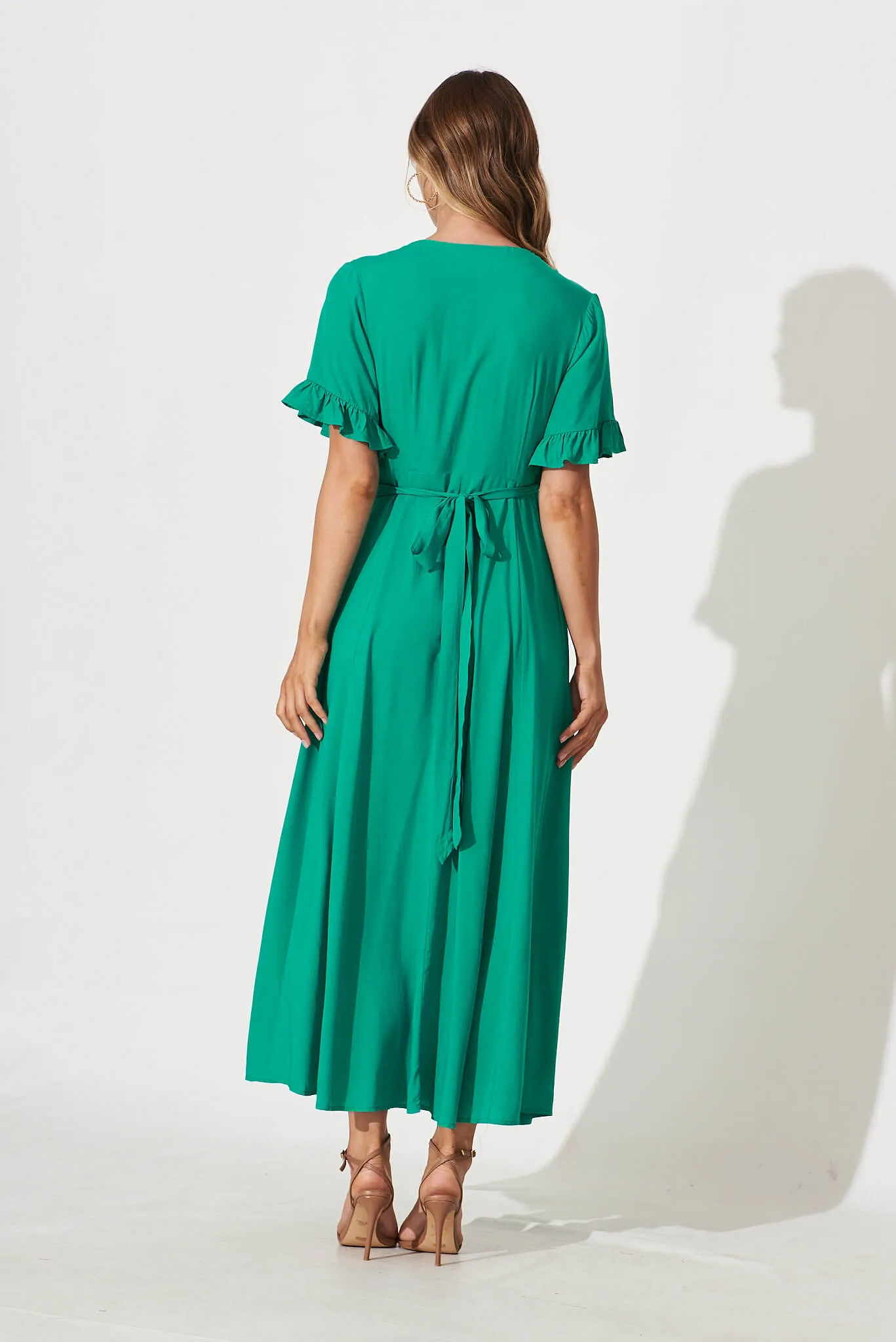 Rondal Maxi Wrap Dress In Jade Green sold by St Frock product image thumbnail 5