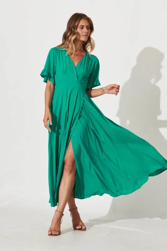 Rondal Maxi Wrap Dress In Jade Green sold by St Frock