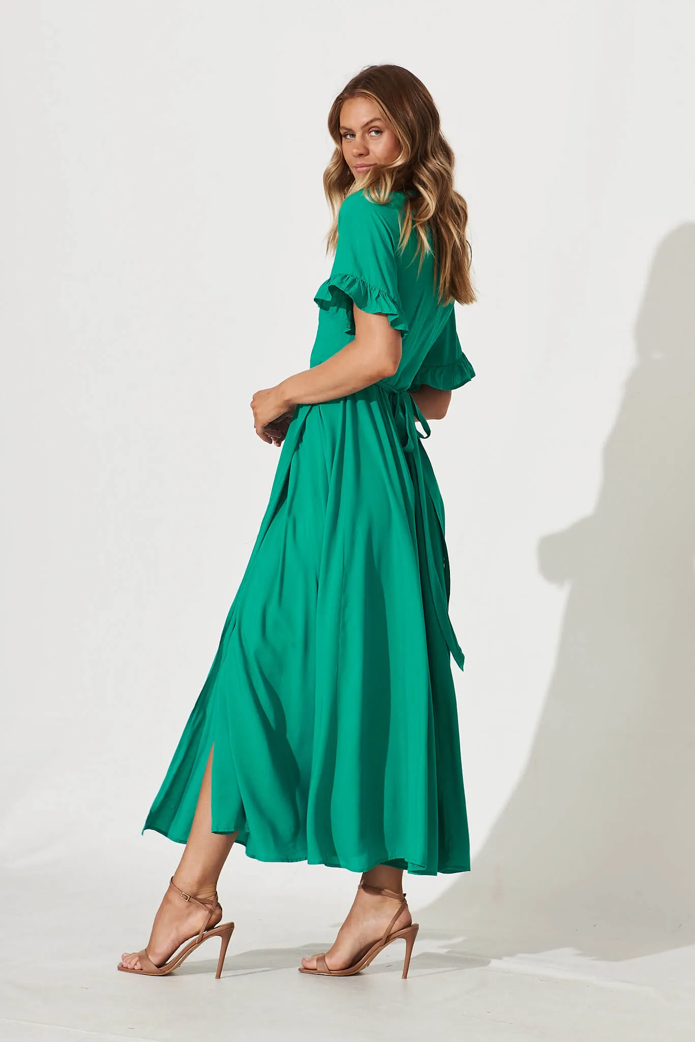 Rondal Maxi Wrap Dress In Jade Green sold by St Frock product image thumbnail 4