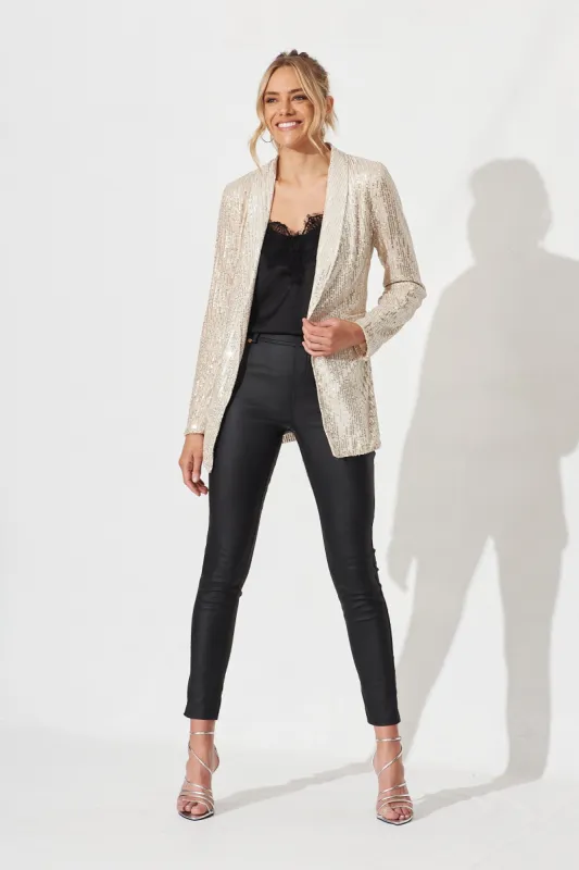 Jackie Blazer In Pale Gold Sequin sold by St Frock