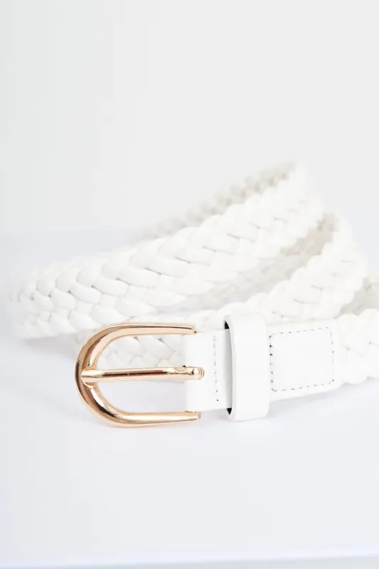 august + delilah Mireya Braided Belt in White sold by St Frock