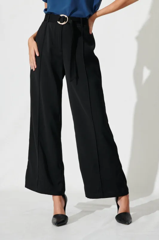 Belvia Wide Leg Pant in Black sold by St Frock
