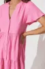 Adeline Shirt Dress In Candy Pink Linen Blend sold by St Frock