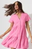 Adeline Shirt Dress In Candy Pink Linen Blend sold by St Frock
