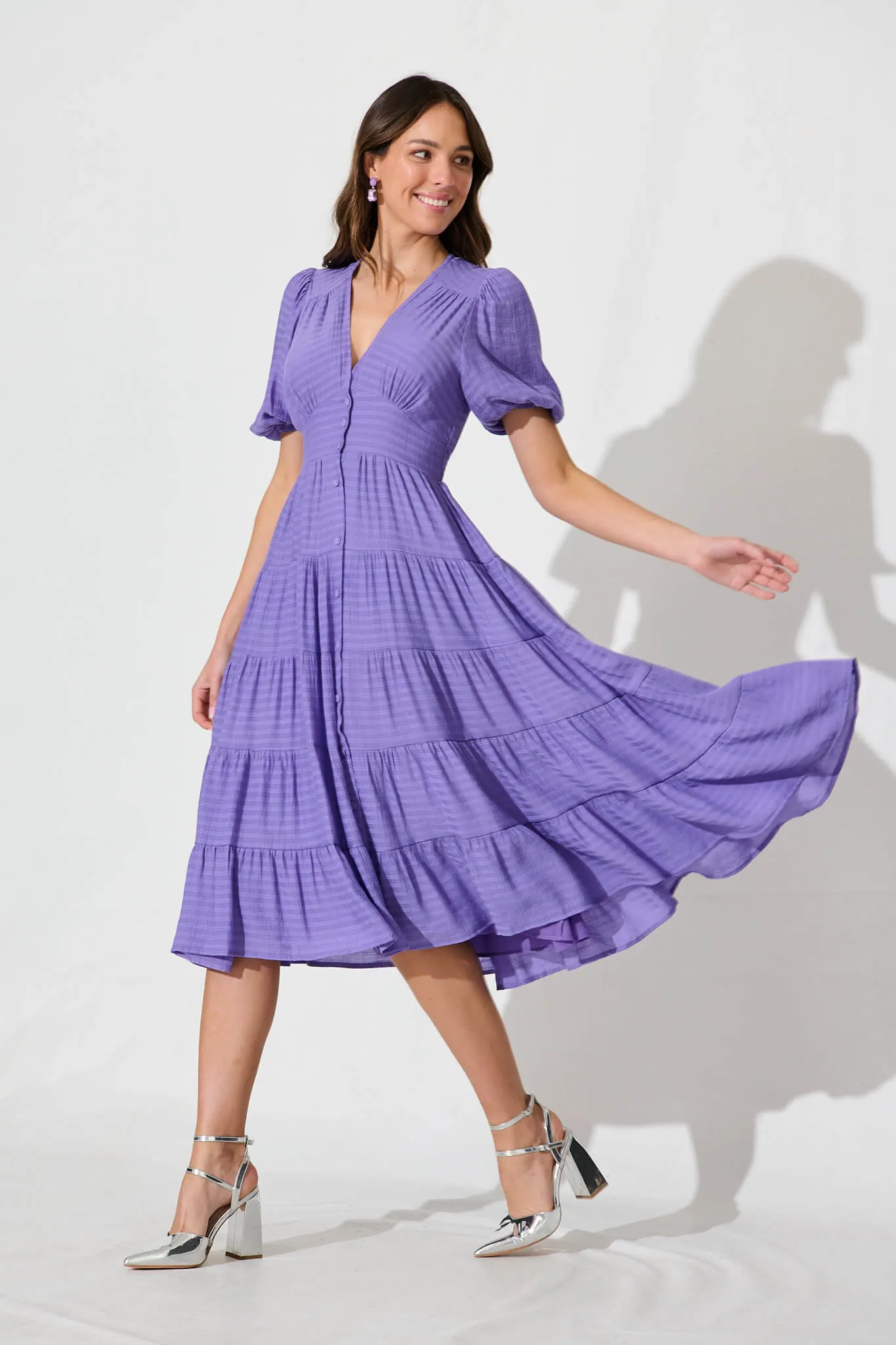 Modica Midi Dress In Purple sold by St Frock product image thumbnail 3
