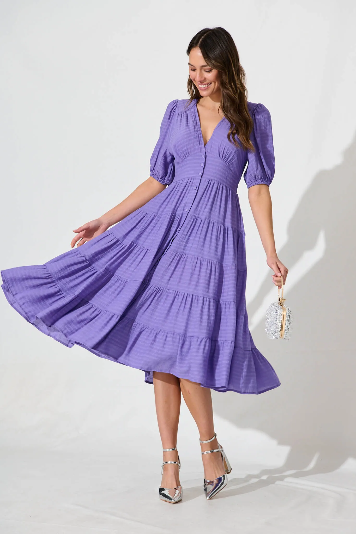 Modica Midi Dress In Purple sold by St Frock product image thumbnail 5