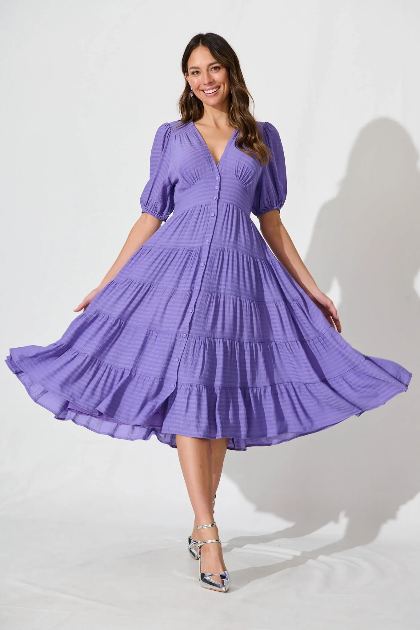 Modica Midi Dress In Purple sold by St Frock