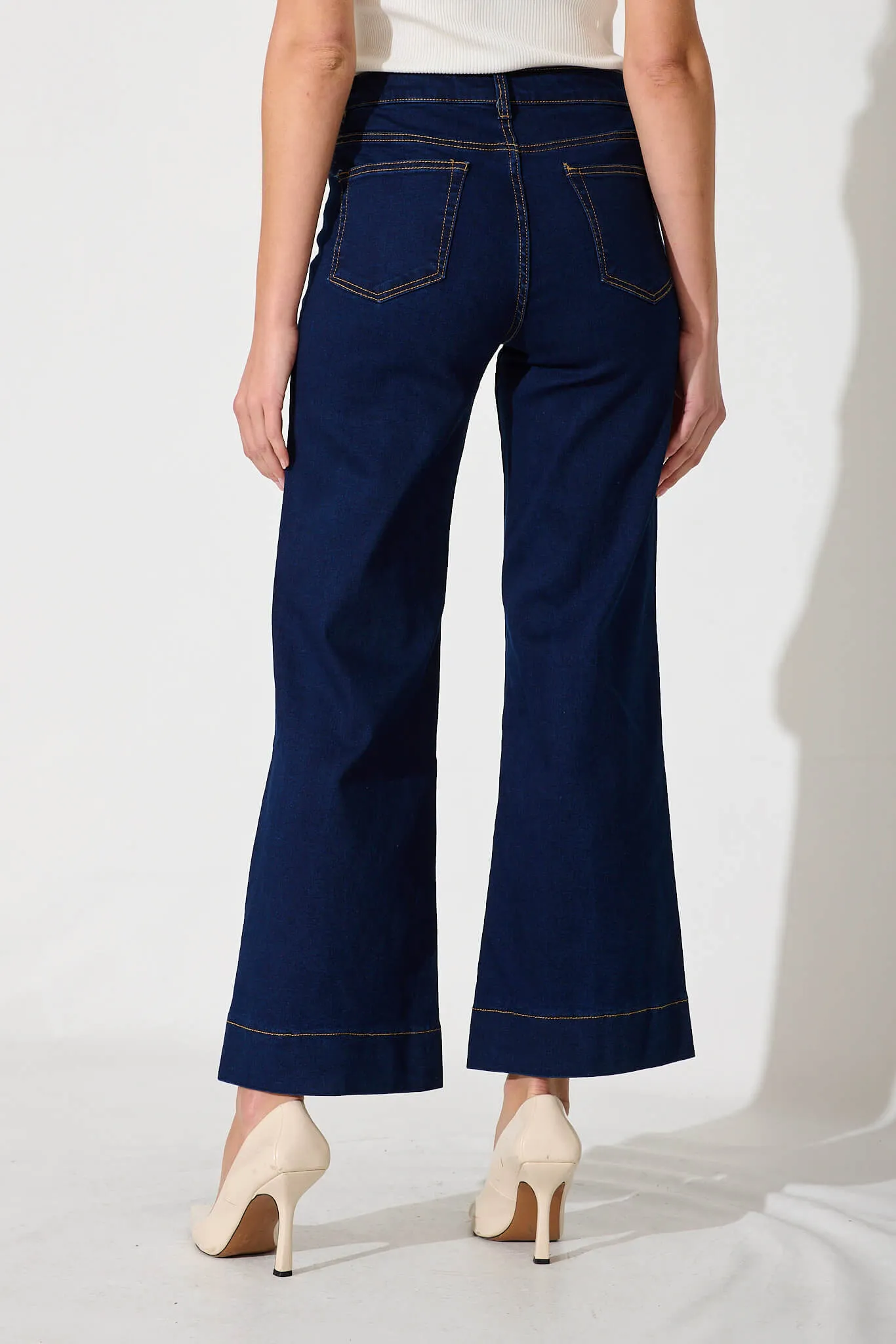 Juan High Rise Wide Leg Jean In Dark Indigo Denim sold by St Frock product image thumbnail 3