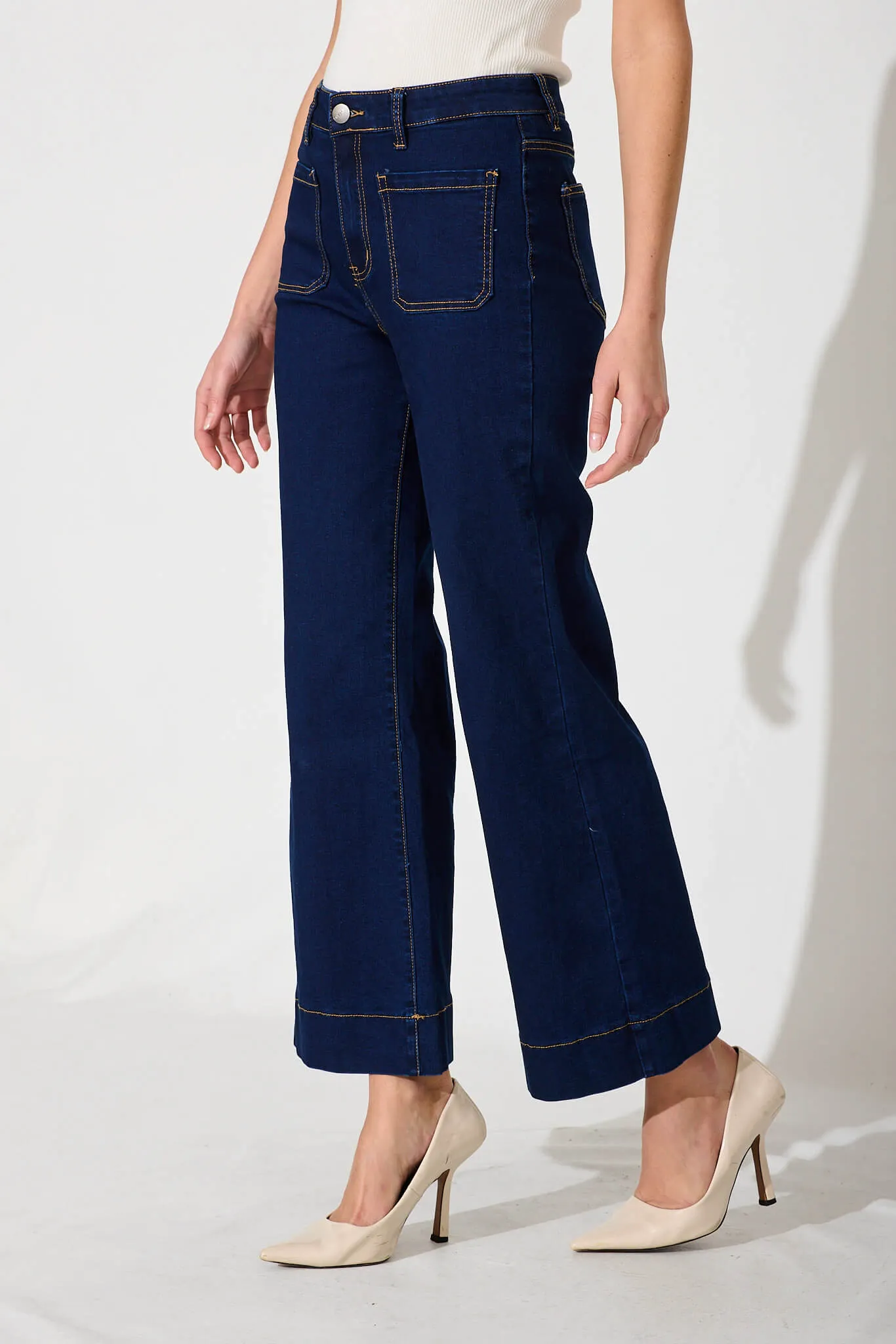 Juan High Rise Wide Leg Jean In Dark Indigo Denim sold by St Frock product image thumbnail 2