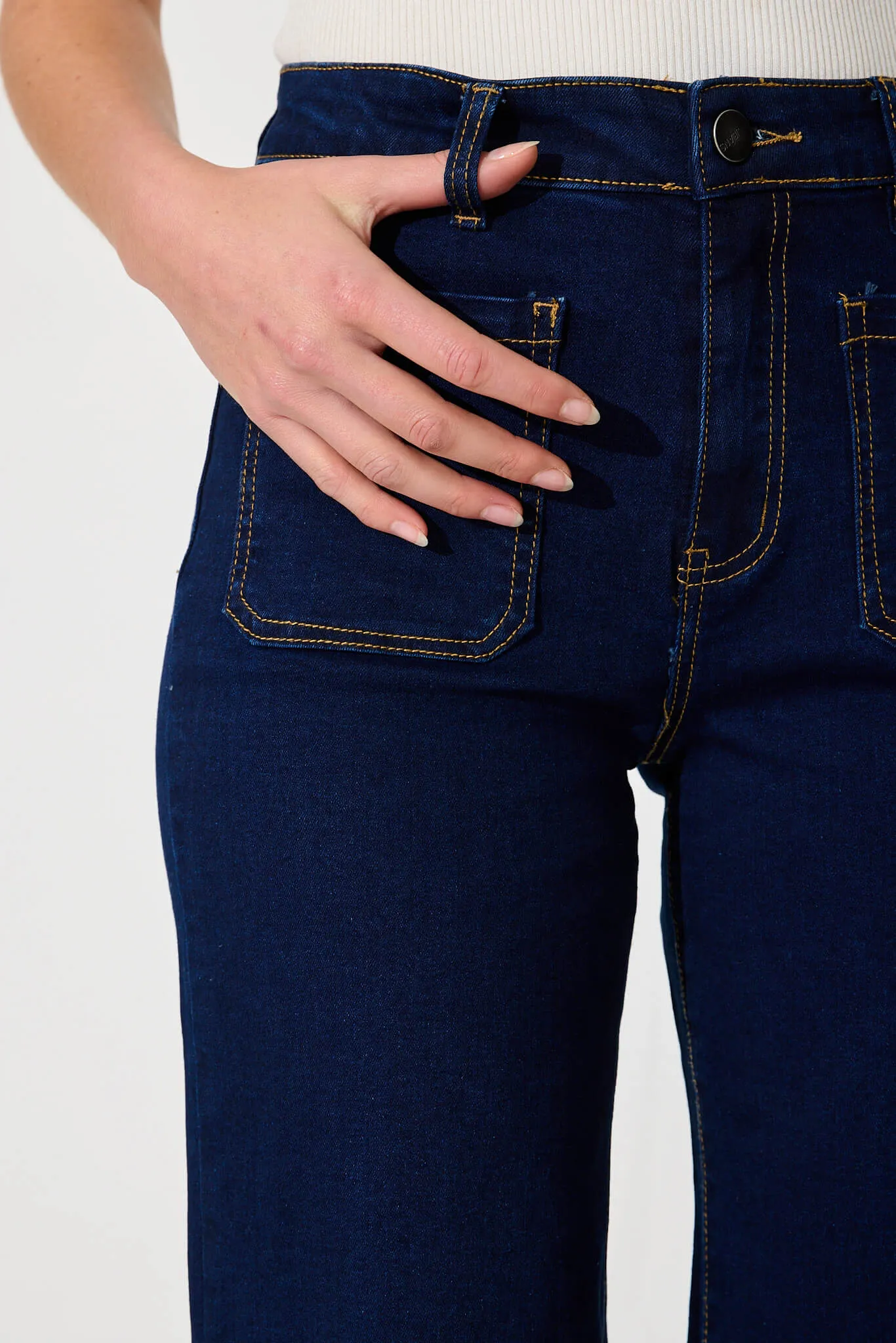 Juan High Rise Wide Leg Jean In Dark Indigo Denim sold by St Frock product image thumbnail 5