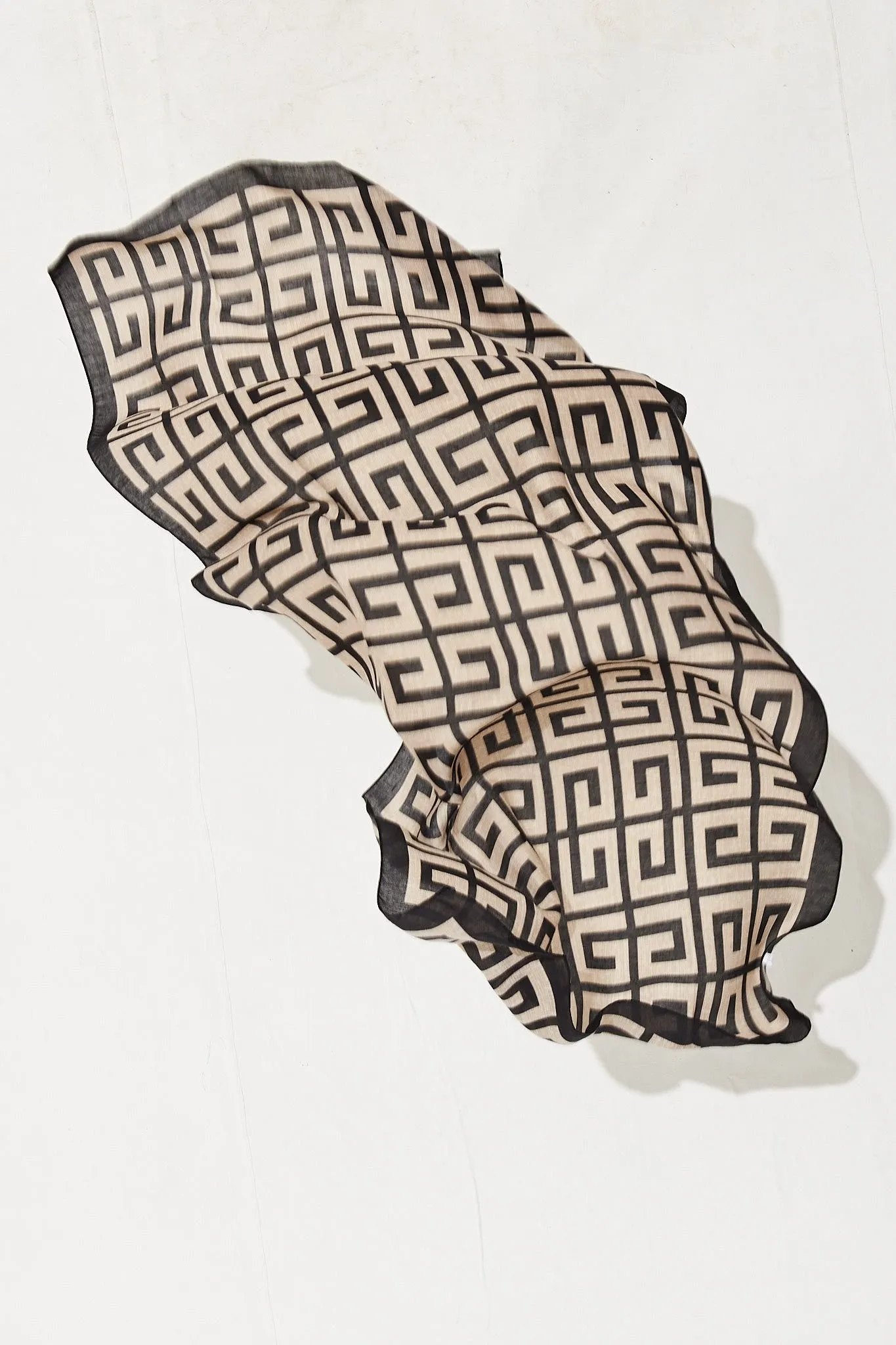 Sophia Scarf In Black And Beige Geometric sold by St Frock product image thumbnail 3
