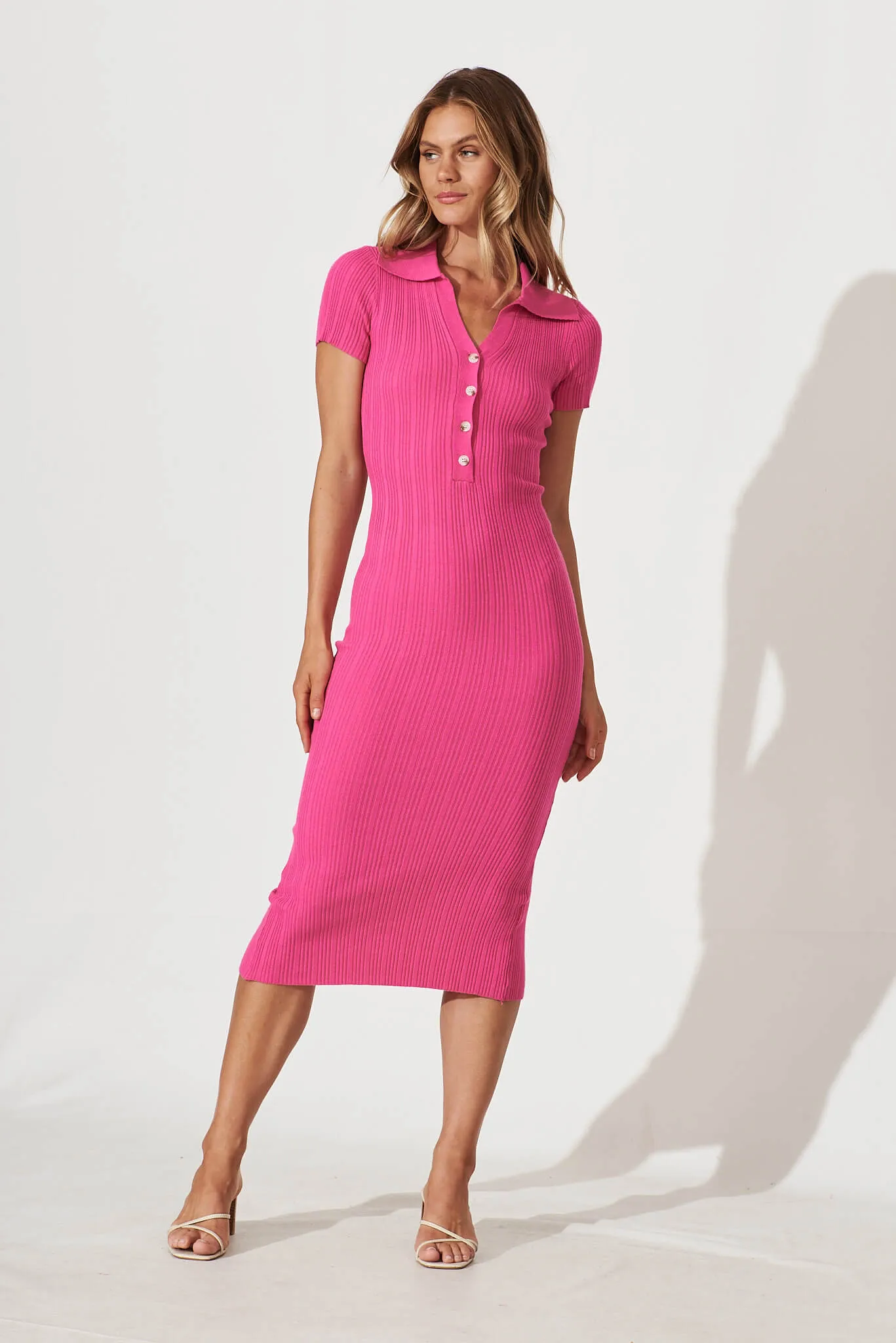 Lavant Midi Dress In Pink sold by St Frock