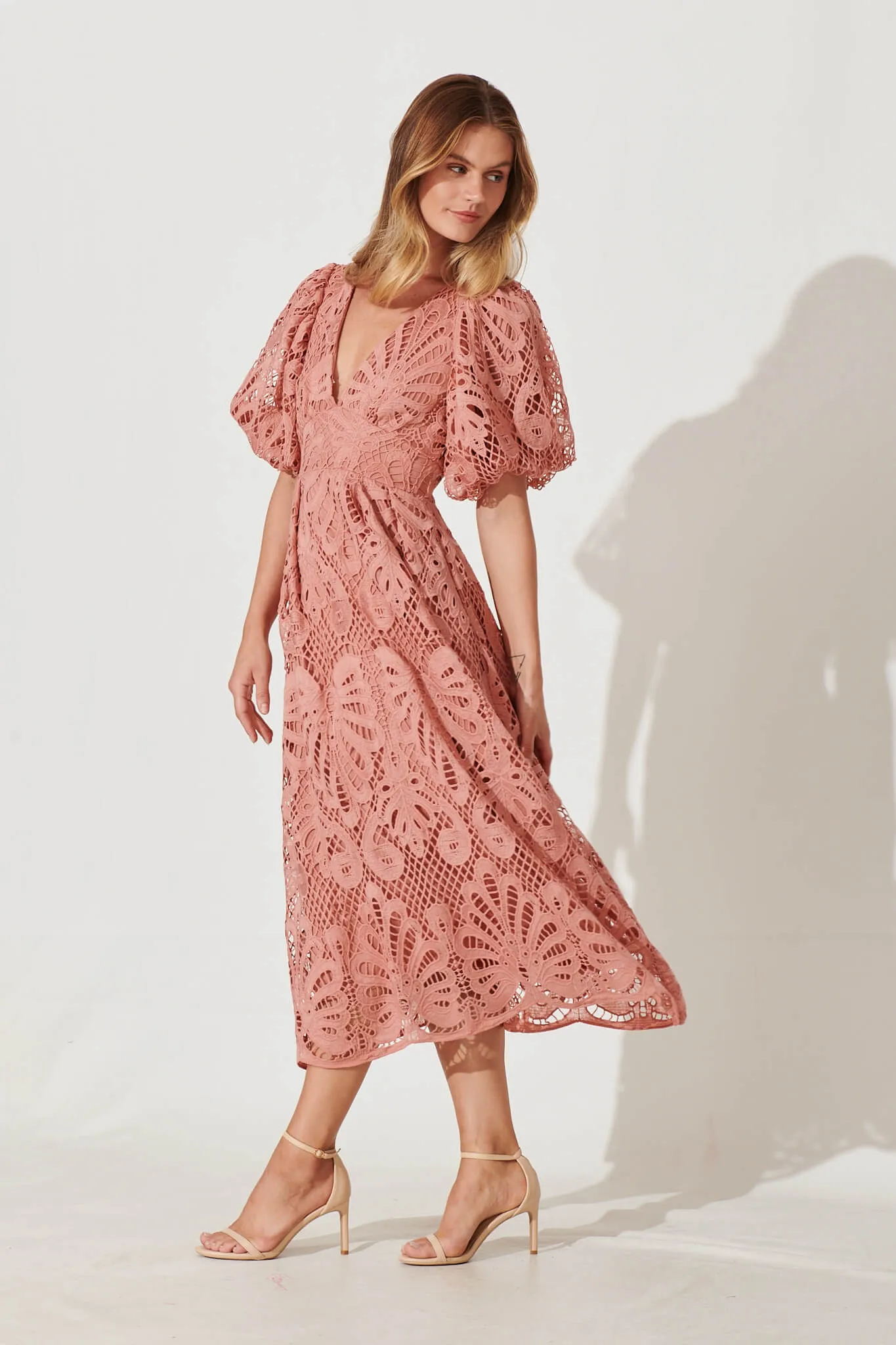 Millie Lace Maxi Dress In Dusty Rose sold by St Frock product image thumbnail 3