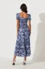 Water Lily Midi Dress In Navy With White Print sold by St Frock