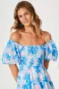 Kaito Midi Dress In Blue With Blush Floral Burnout Chiffon sold by St Frock