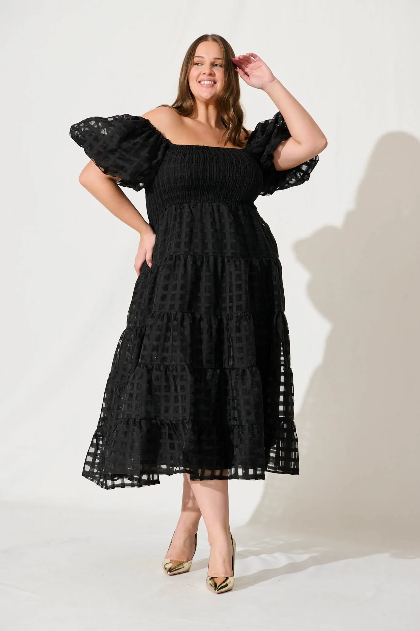 Kaitlyn Midi Dress In Black Organza sold by St Frock product image thumbnail 2