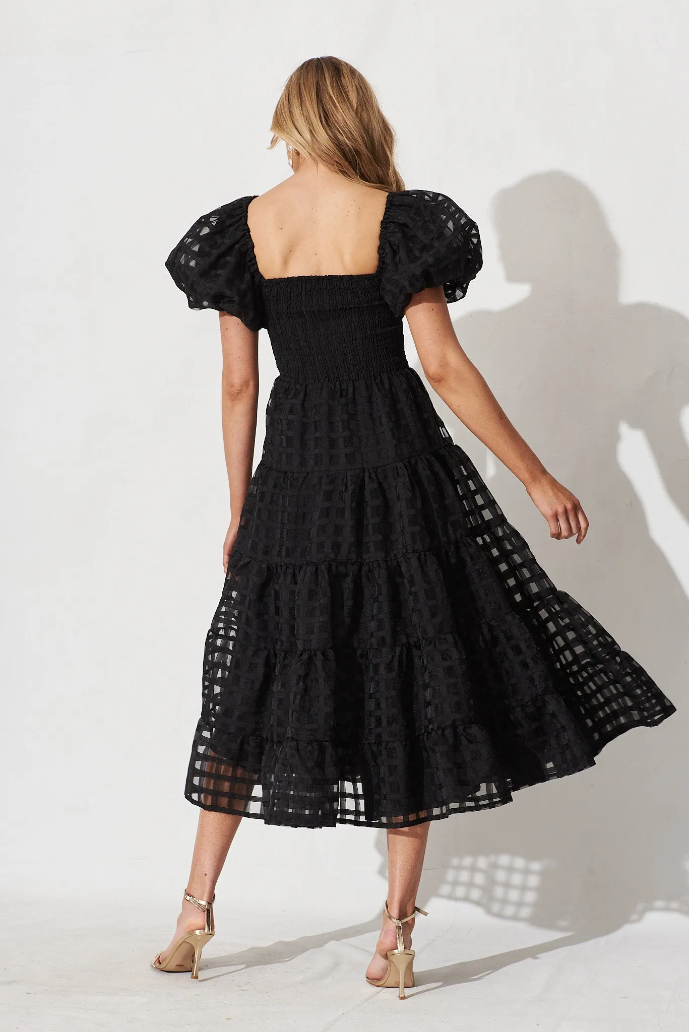 Kaitlyn Midi Dress In Black Organza sold by St Frock product image thumbnail 5