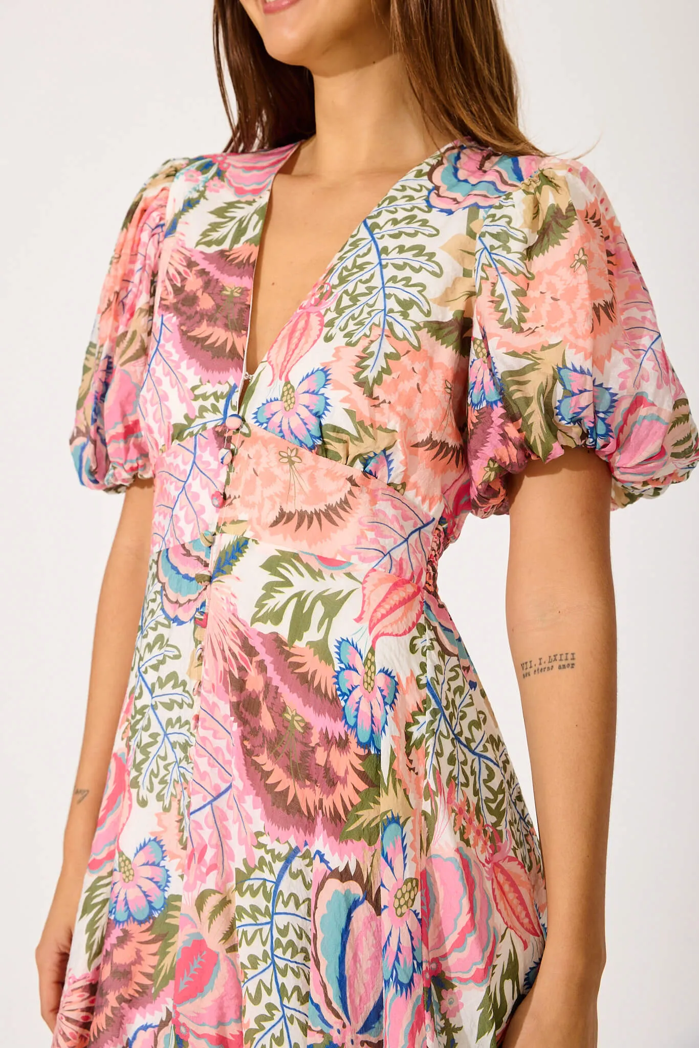 Clarissa Dress in White with Multi Print sold by St Frock product image thumbnail 5