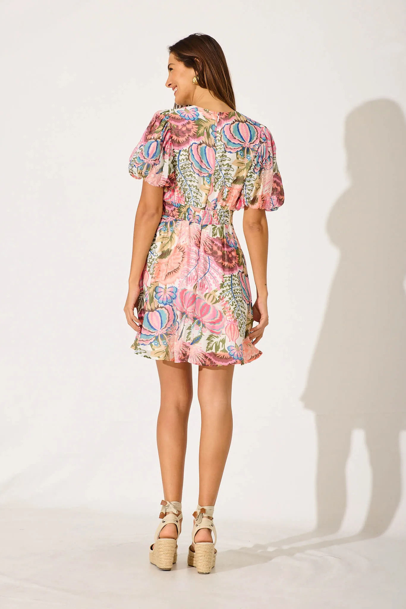 Clarissa Dress in White with Multi Print sold by St Frock product image thumbnail 4