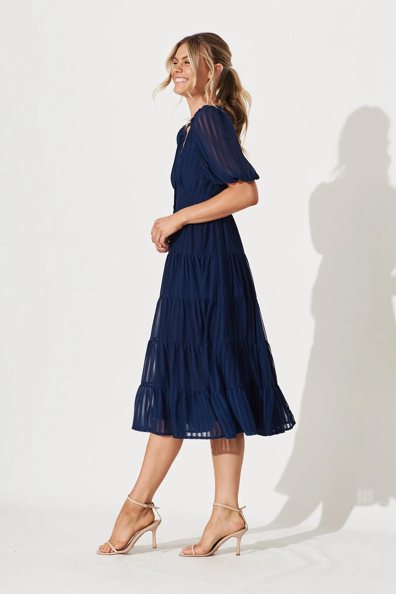Modica Midi Dress In Navy Chiffon sold by St Frock product image thumbnail 4