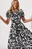 Amori Midi Dress In Black And White Cotton sold by St Frock