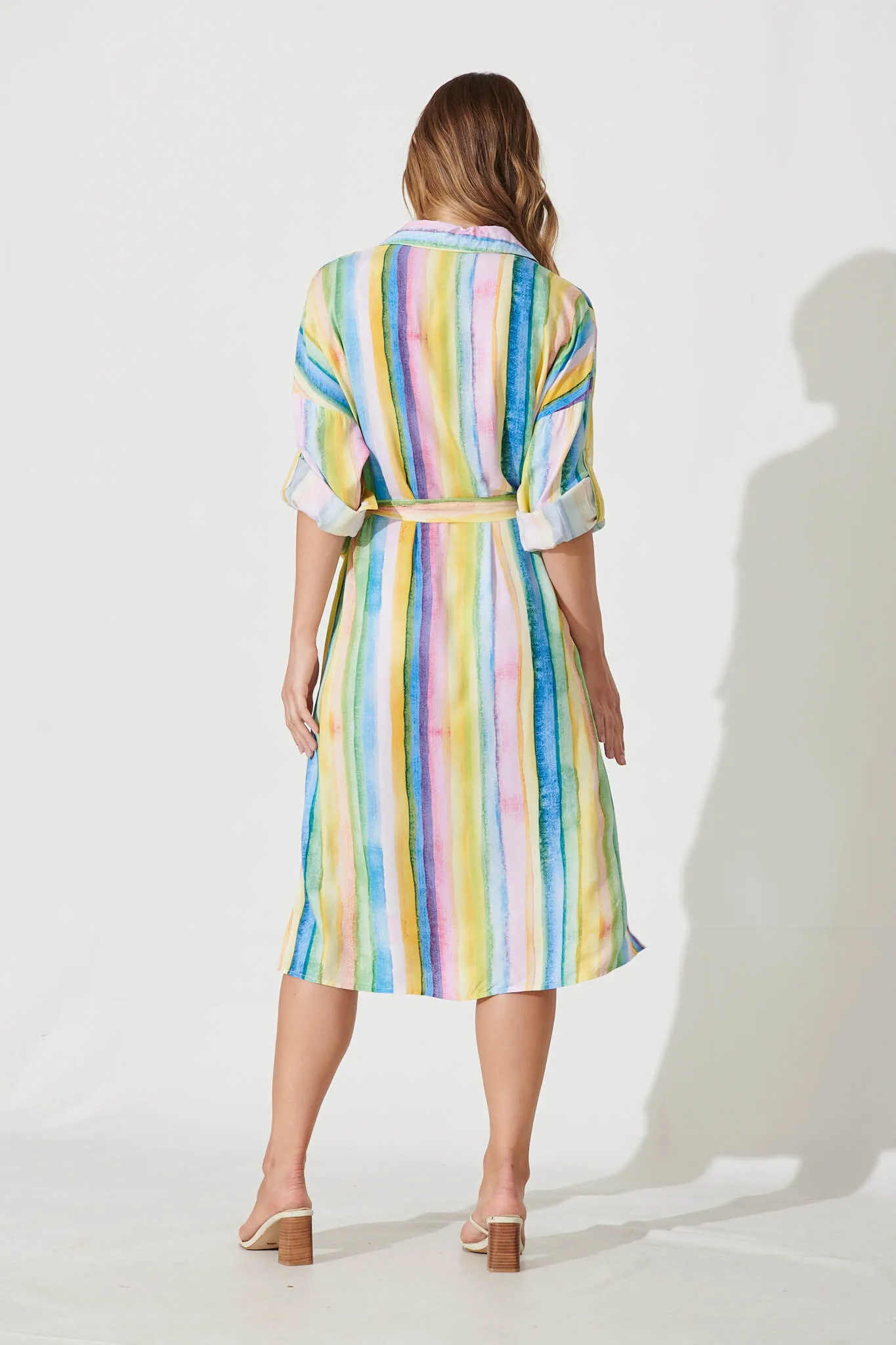 Selene Midi Shirt Dress In Multi Stripe sold by St Frock product image thumbnail 4