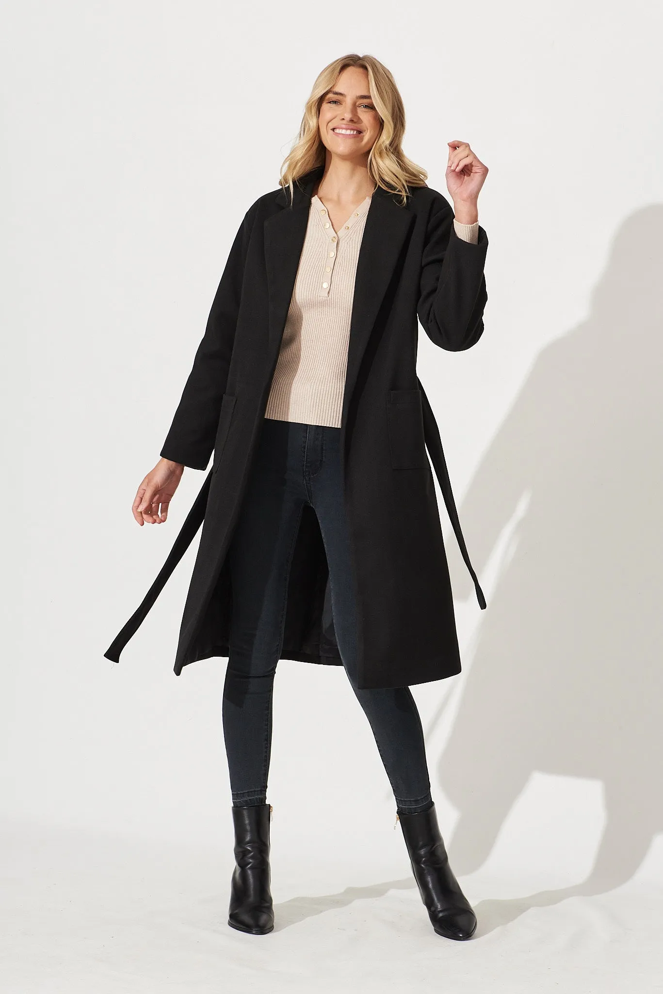 Embrace Coat In Black sold by St Frock