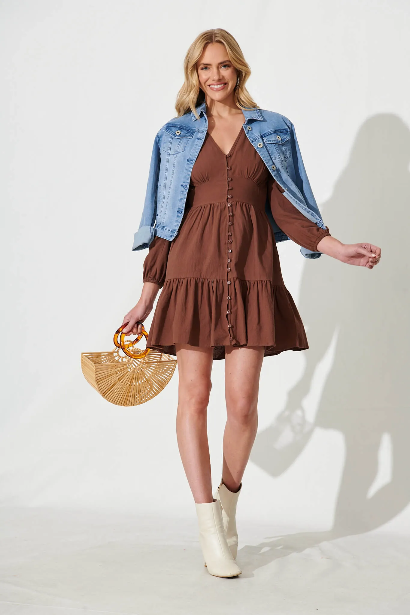 Silverstone Dress In Chocolate Brown Cotton sold by St Frock product image thumbnail 2