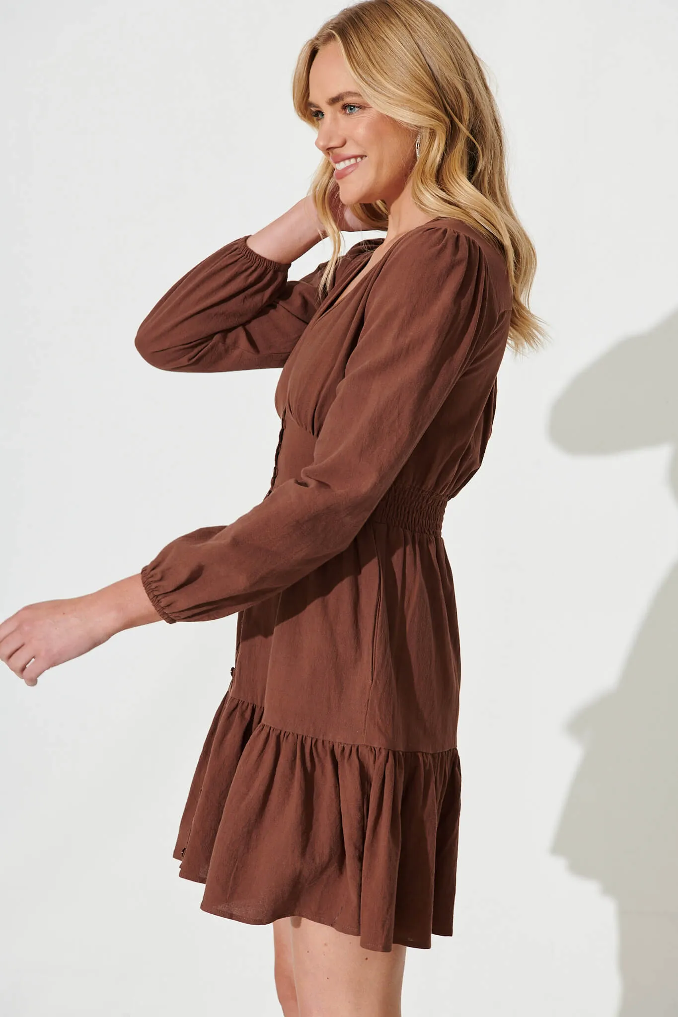 Silverstone Dress In Chocolate Brown Cotton sold by St Frock product image thumbnail 3