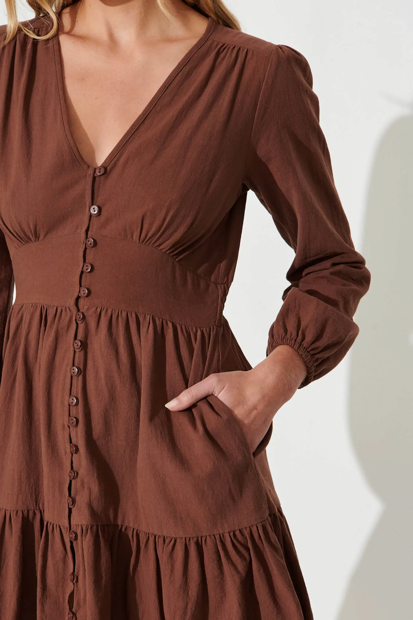 Silverstone Dress In Chocolate Brown Cotton sold by St Frock product image thumbnail 5