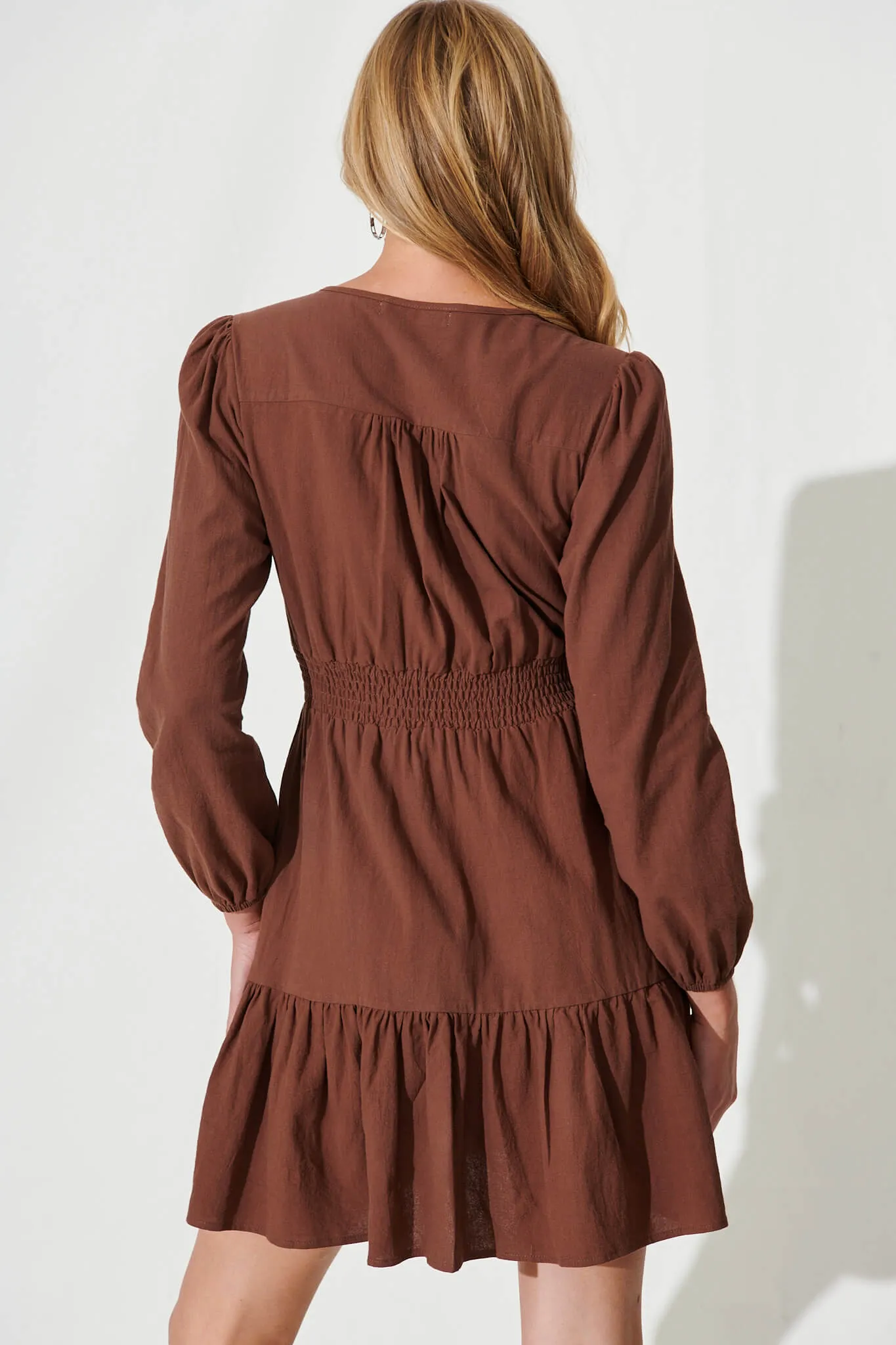 Silverstone Dress In Chocolate Brown Cotton sold by St Frock product image thumbnail 4