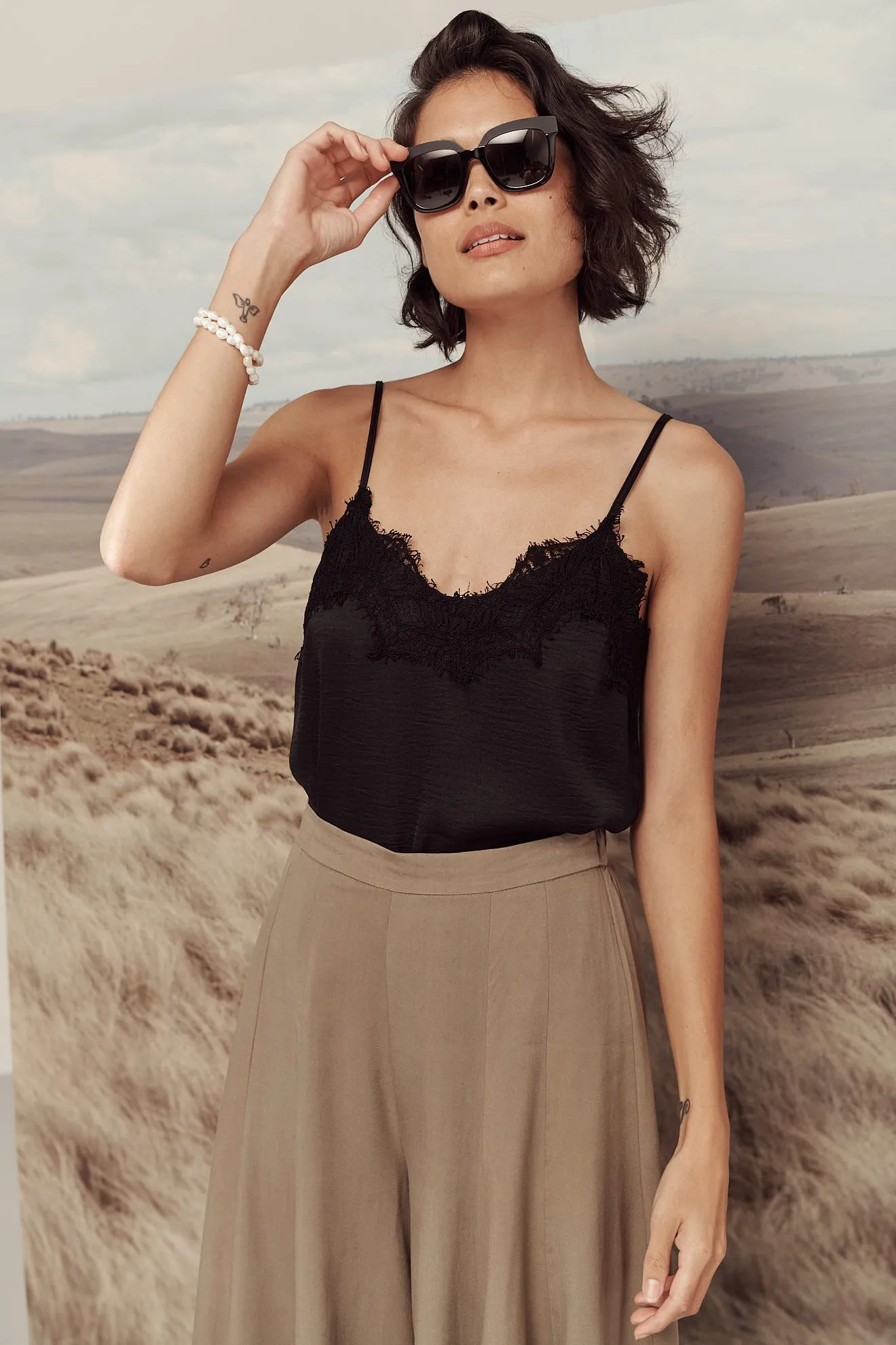 Manthis Cami Top In Black Satin sold by St Frock product image thumbnail 3
