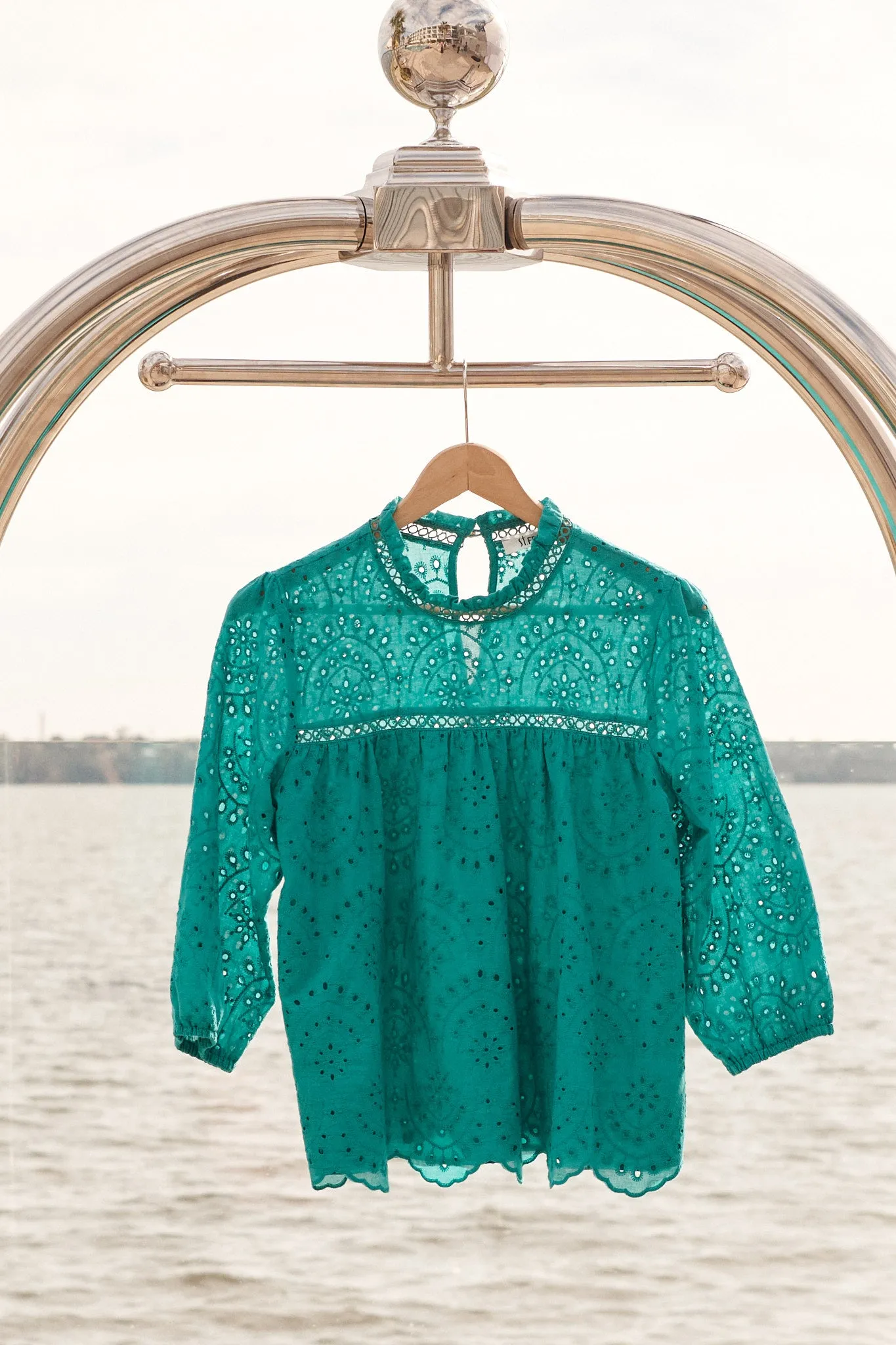 Donia Top In Green Embroidery Cotton sold by St Frock product image thumbnail 2