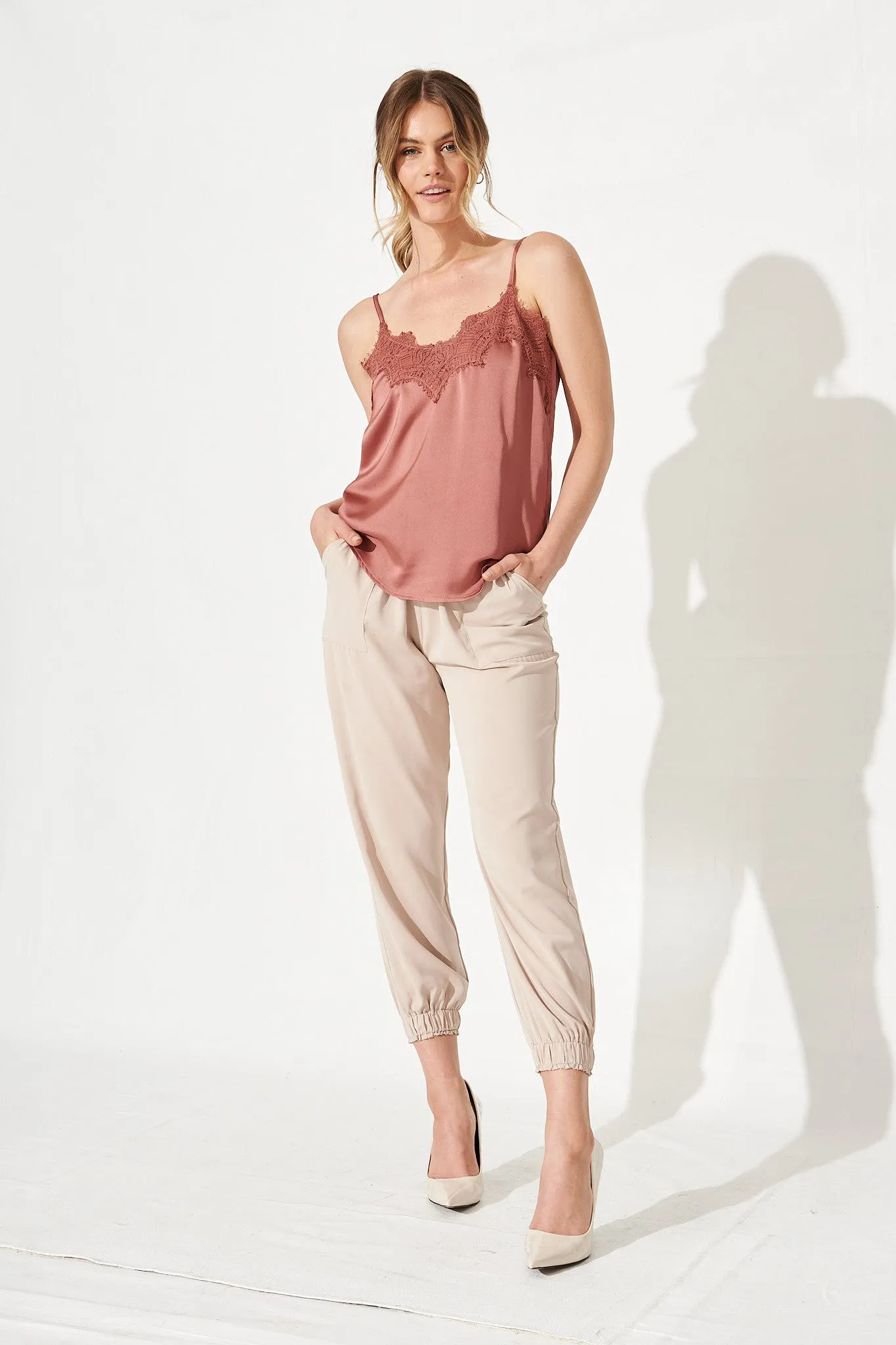 Manthis Cami Top In Dusty Rose Satin sold by St Frock product image thumbnail 5