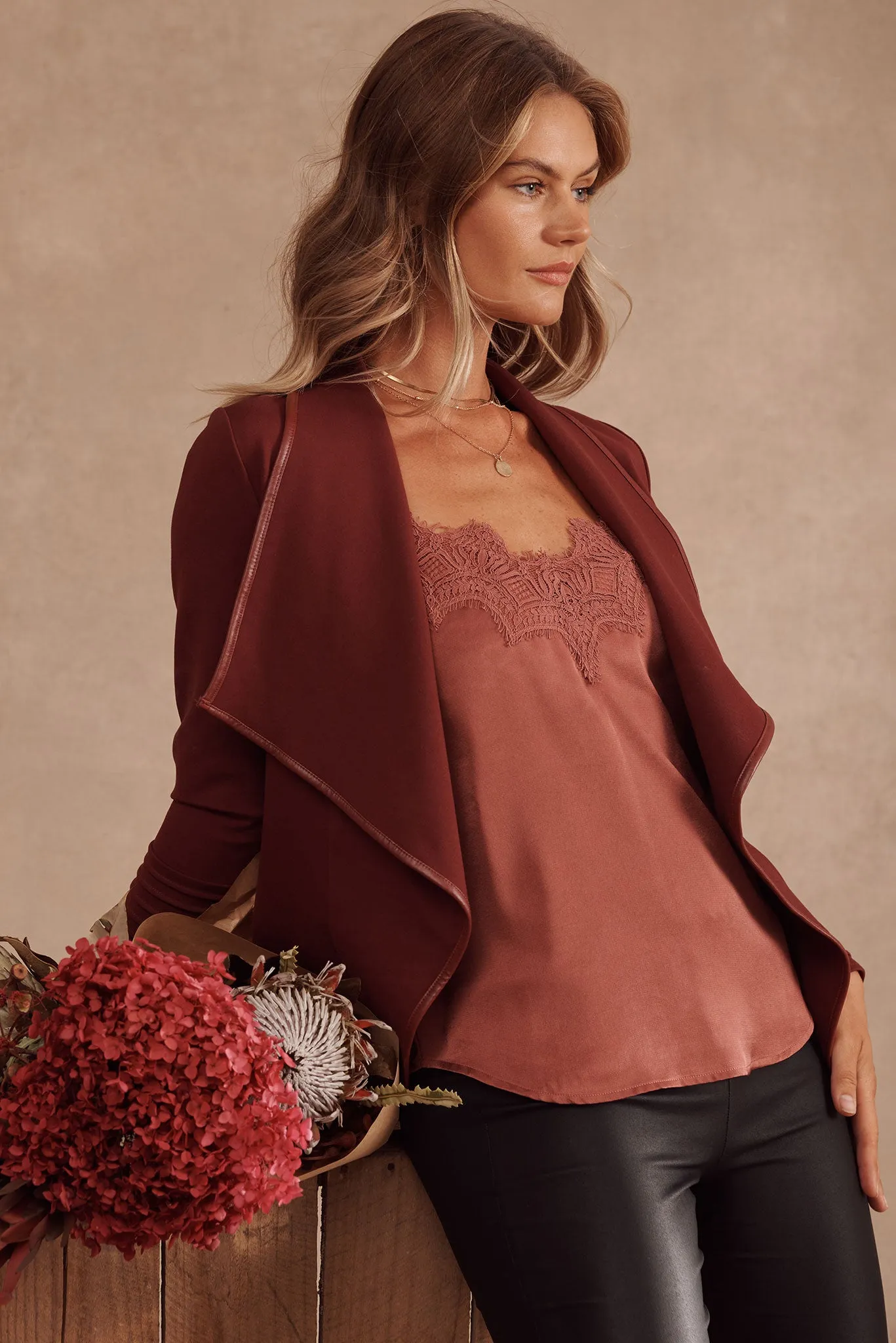 Manthis Cami Top In Dusty Rose Satin sold by St Frock product image thumbnail 2