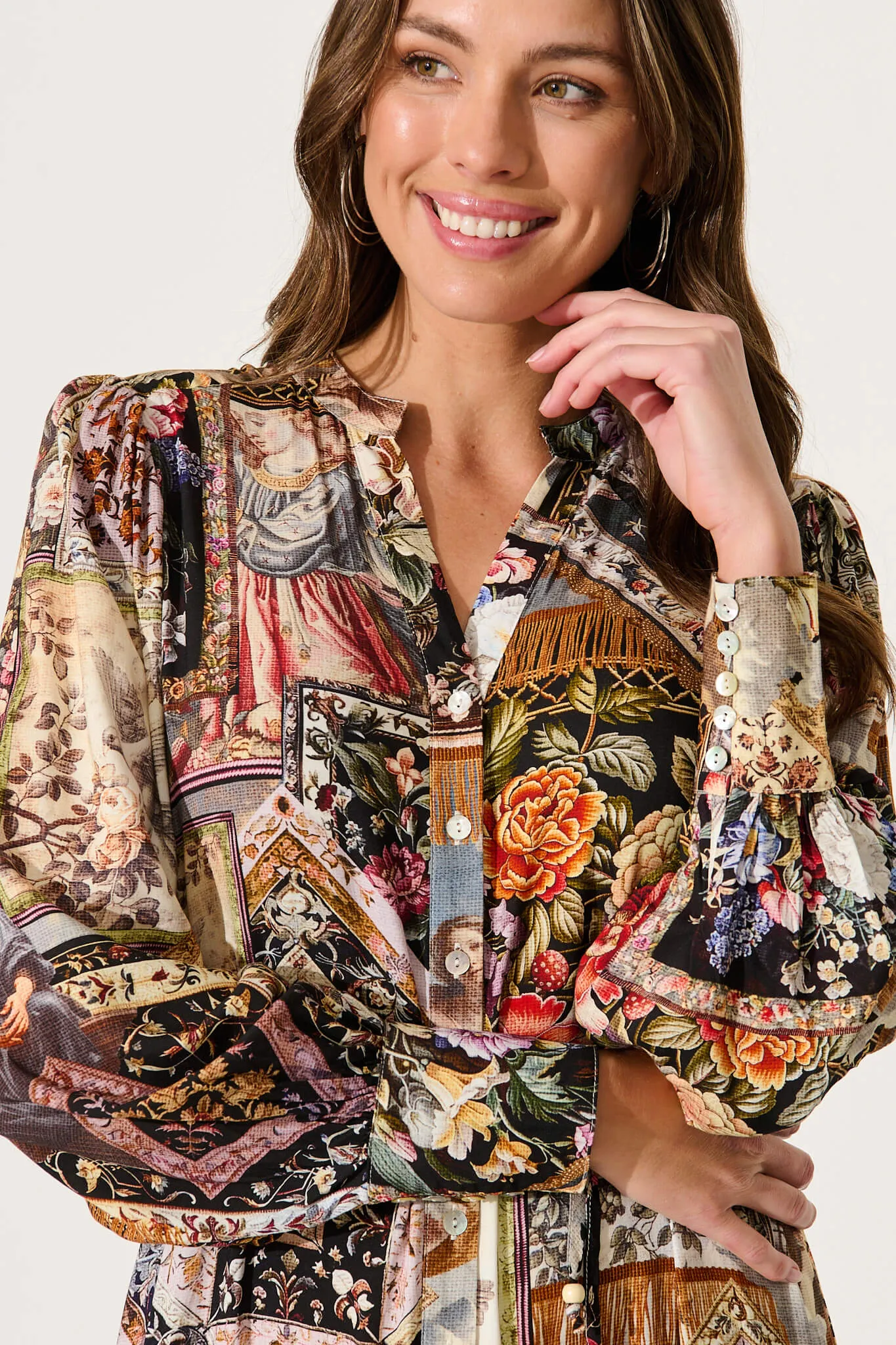 Tessa Maxi Dress In Black Multi Patchwork sold by St Frock product image thumbnail 5