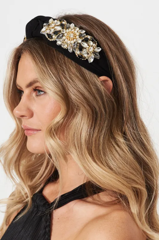 August + Delilah Humprey Headband In Black With Diamante sold by St Frock