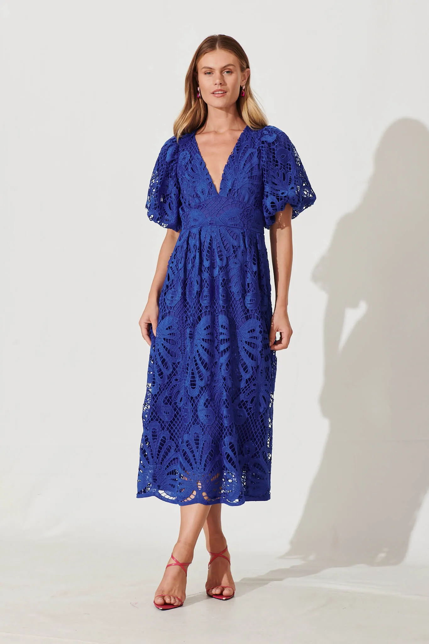 Millie Lace Maxi Dress In Cobalt Blue sold by St Frock