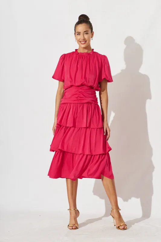 Alexiah Midi Dress In Hot Pink sold by St Frock