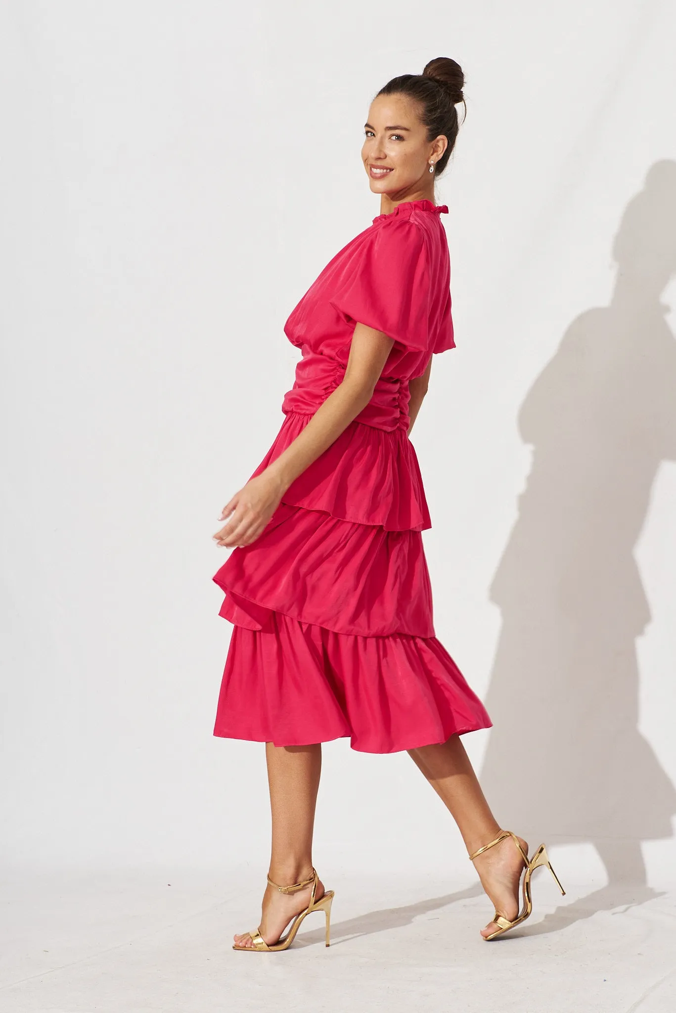 Alexiah Midi Dress In Hot Pink sold by St Frock product image thumbnail 3