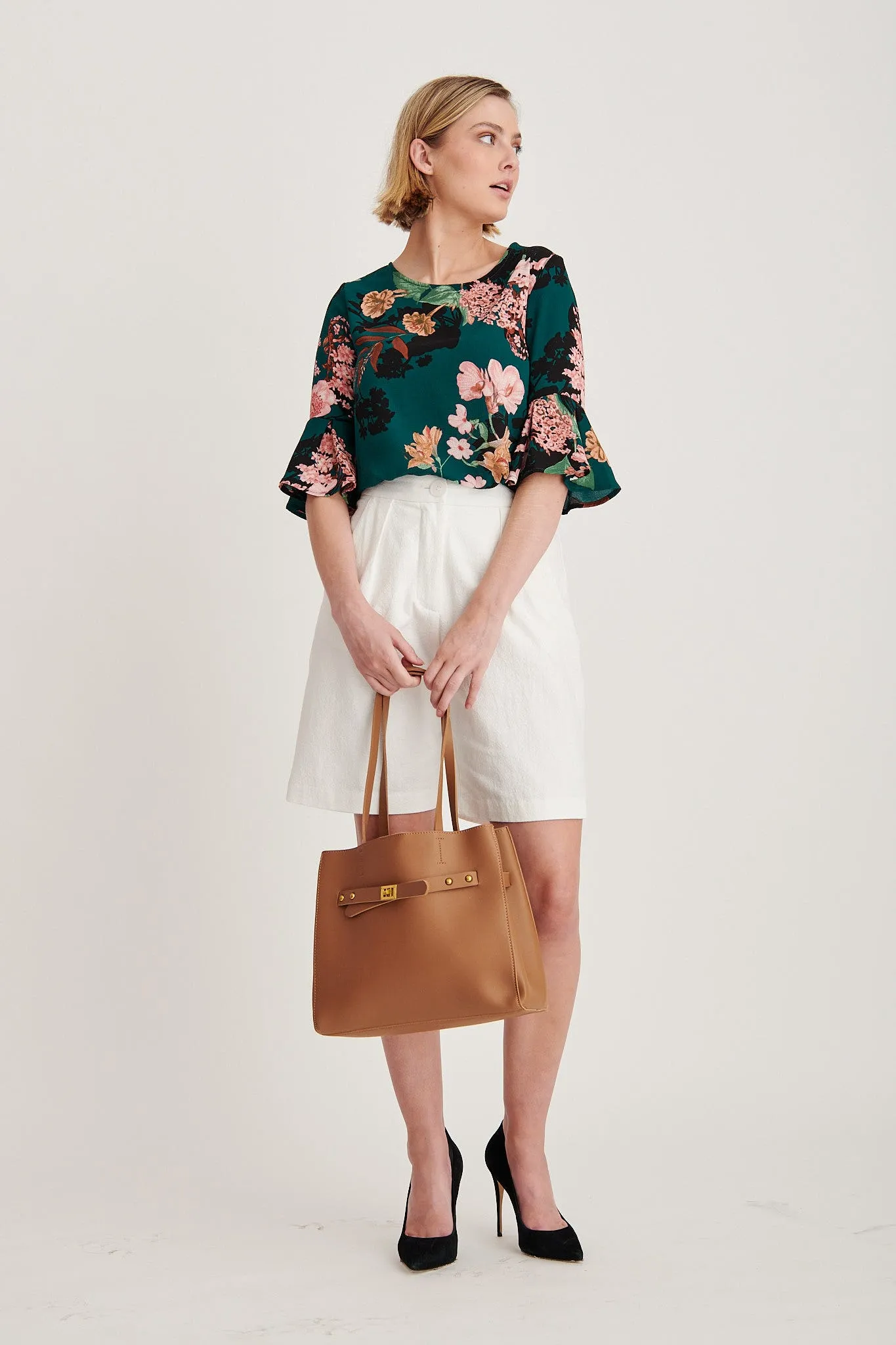 Tai Top In Green With Apricot Floral sold by St Frock product image thumbnail 4