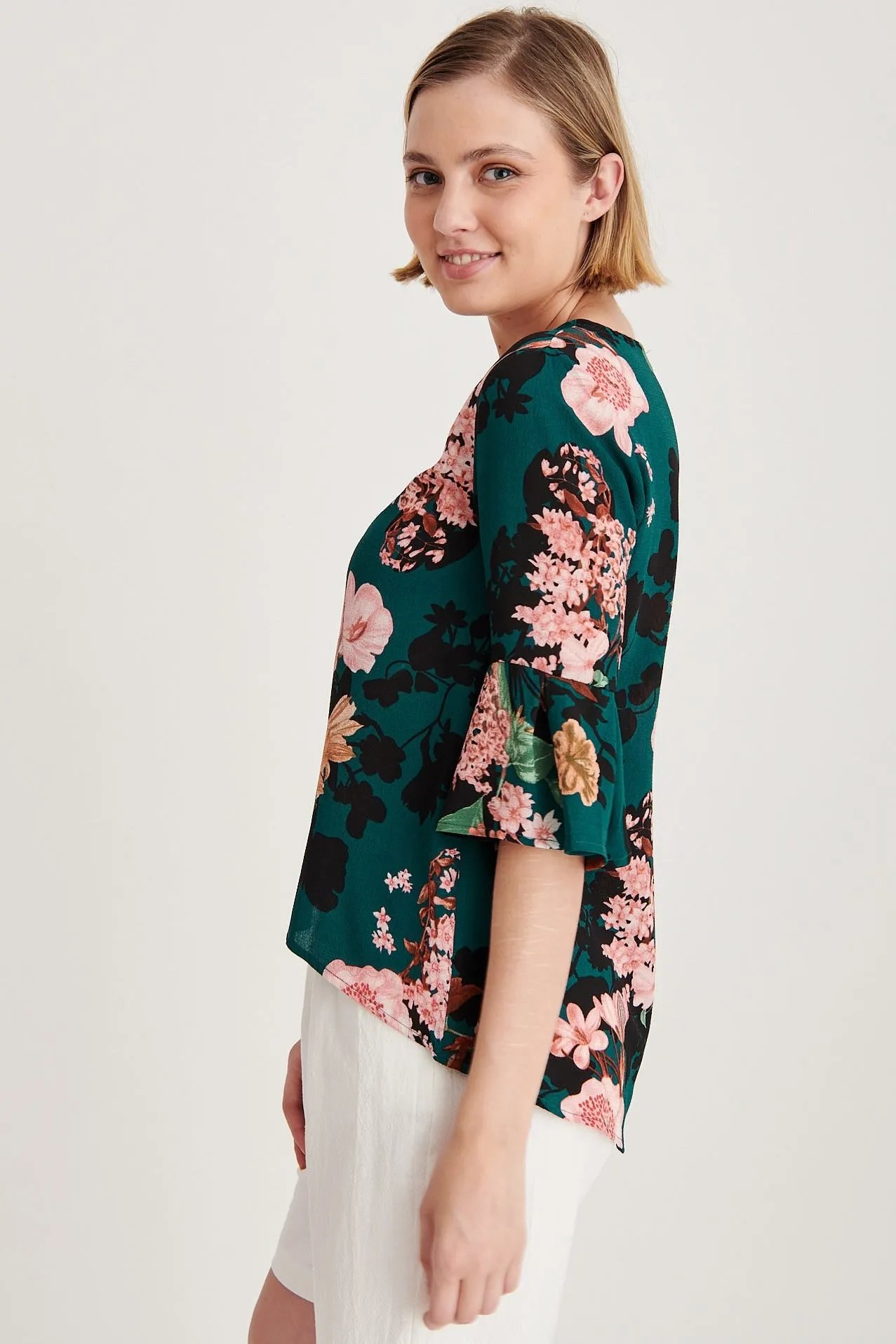 Tai Top In Green With Apricot Floral sold by St Frock product image thumbnail 5