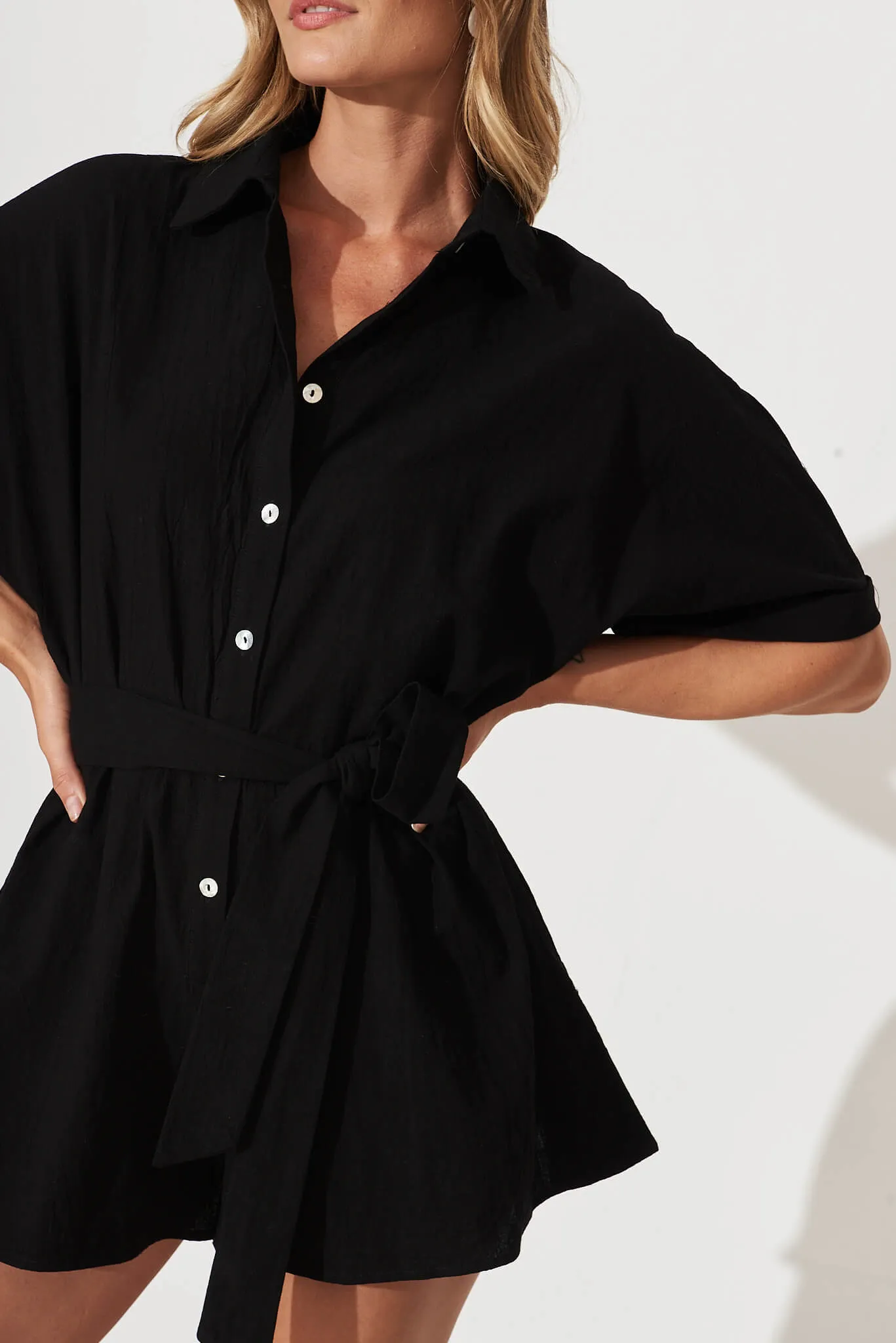 Rising Sun Playsuit In Black Cotton sold by St Frock product image thumbnail 5