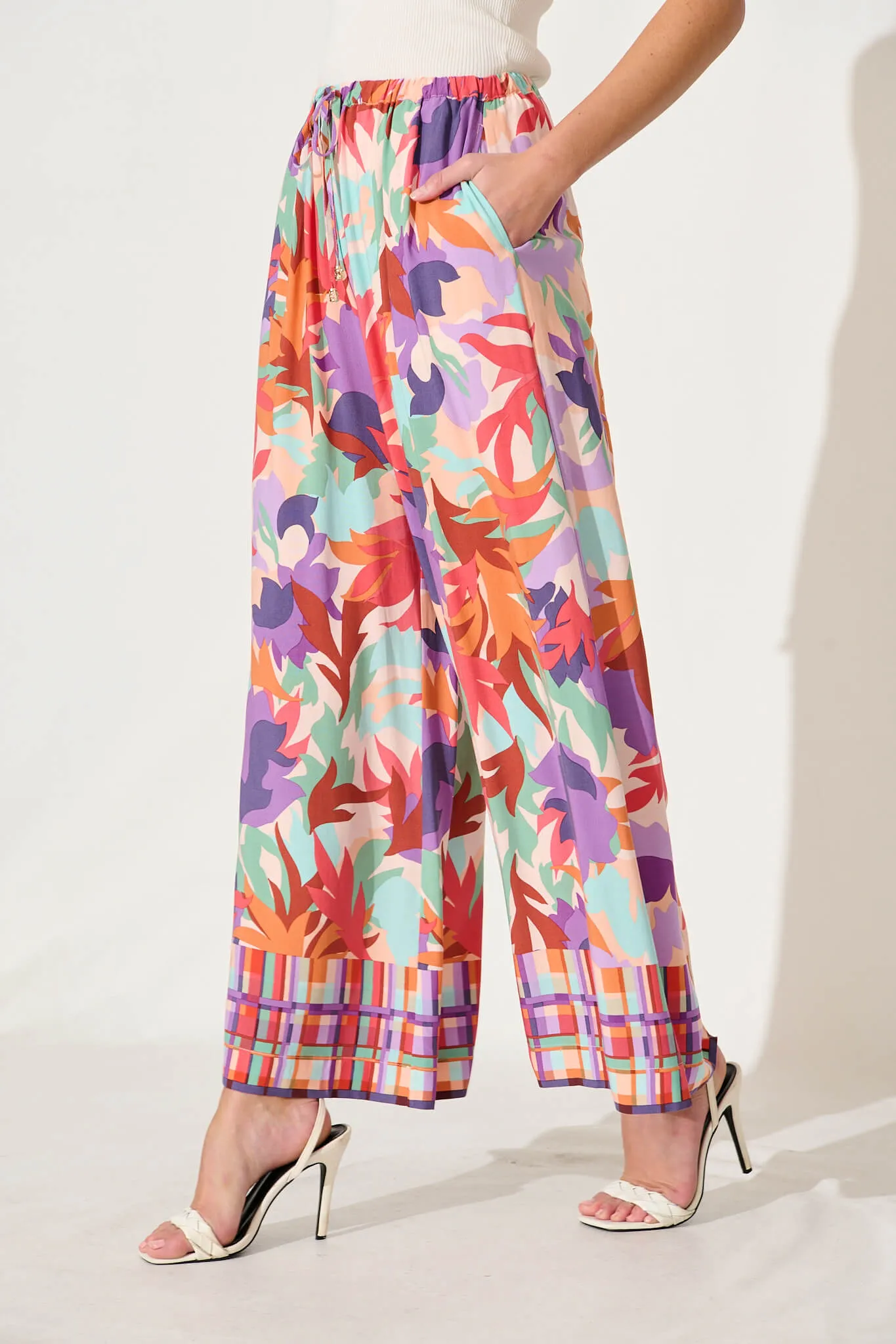 Romeo Pant In Bright Multi Leaf Print sold by St Frock product image thumbnail 2
