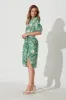 March Midi Shirt Dress In Green And White Floral Cotton sold by St Frock